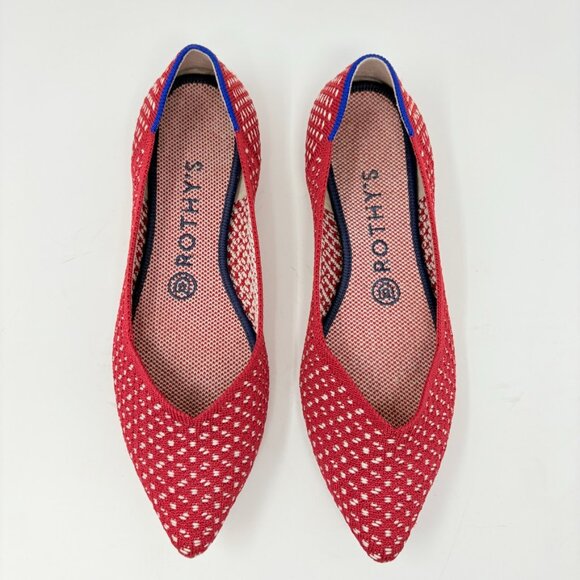Rothy's Retired Red Apple Honeycomb Point Flats Shoe Size 7.5 - Picture 3 of 8
